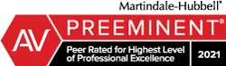 Martindale-Hubbell AV Preeminent | Peer Rated for Highest Level of Professional Excellence | 2021